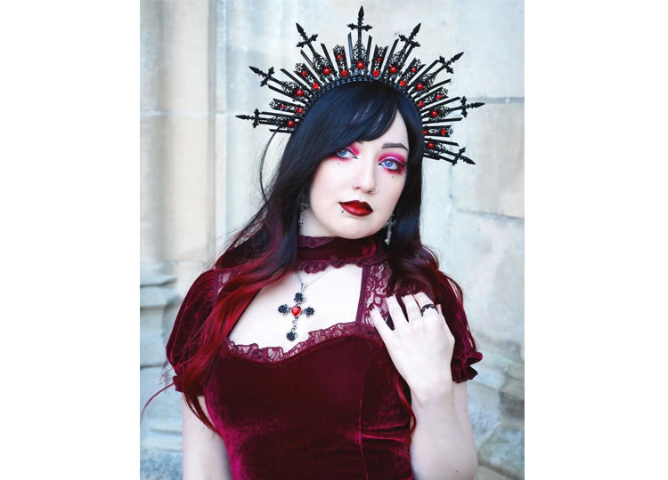 Alchemy England Black Rosifix Necklace Gothic Black Rose Cross Necklace 3 - JP's Horror Collection