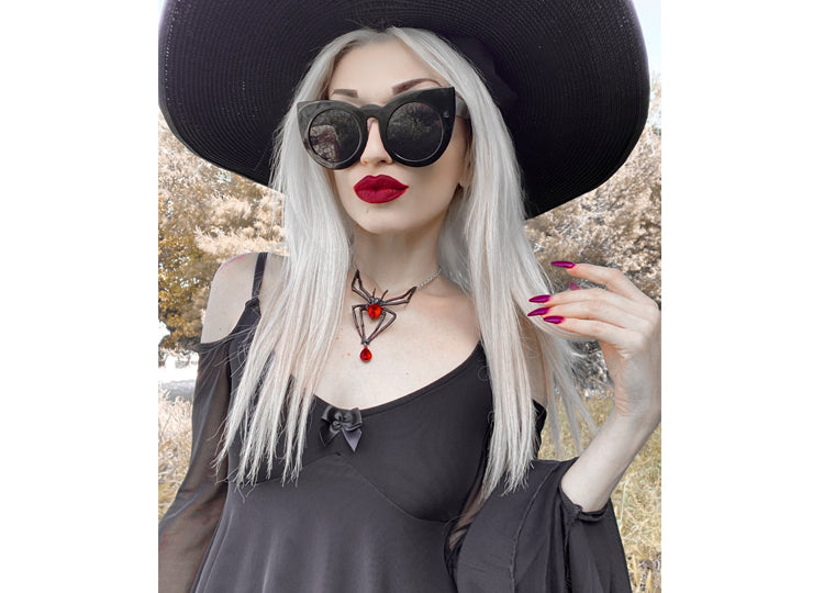 Alchemy England Black Widow Necklace Gothic Spider Pendant Necklace 2 - JP's Horror Collection