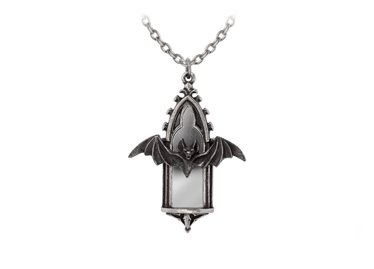 Alchemy England Call of the Undead Pendant Gothic Bat Mirror Necklace 1 - JPs Horror Collection