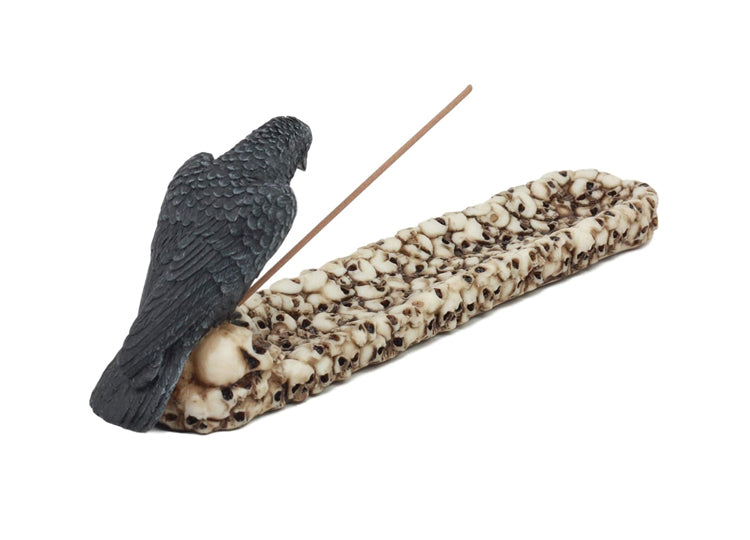 Raven on Skulls Incense Burner 3 - JPs Horror Collection
