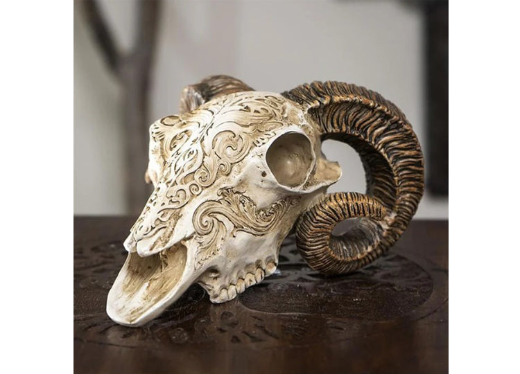 Scrimshaw Ram Skull 4 - JPs Horror Collection