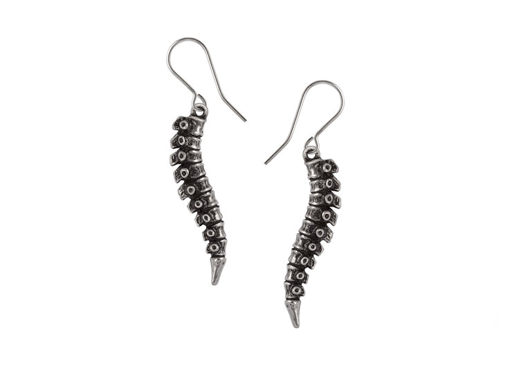 Alchemy England Spine Dropper Earrings Anatomical Vertebrae Earrings 1 - JPs Horror Collection