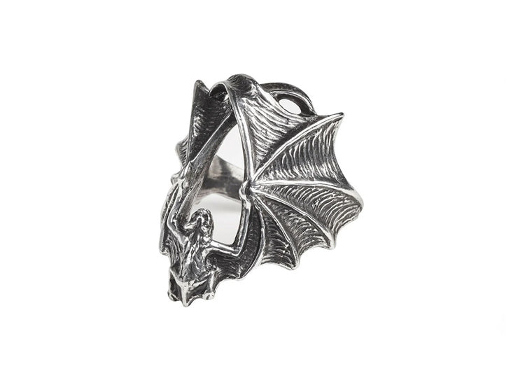Alchemy England Stealth Ring Gothic Bat Fine English Pewter Ring 4 - JPs Horror Collection