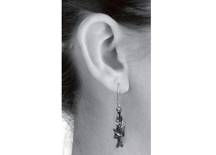 Alchemy England Awaiting The Eventide Earrings – Gothic Bat Drop Earrings - JP's Horror