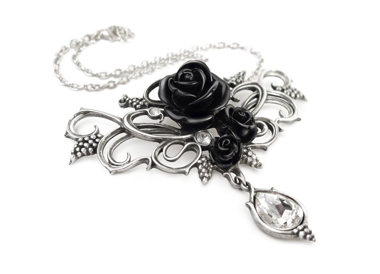 Alchemy England Bacchanal Rose Necklace Gothic Black Rose Statement Necklace - JP's Horror