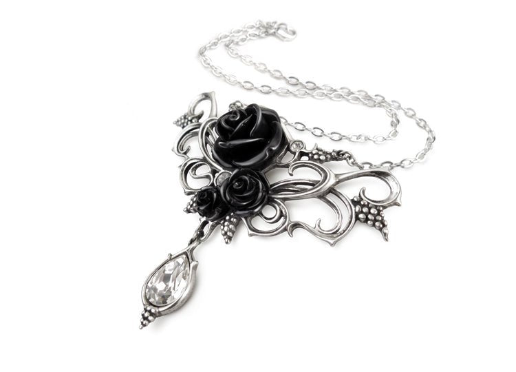 Alchemy England Bacchanal Rose Necklace Gothic Black Rose Statement Necklace - JP's Horror