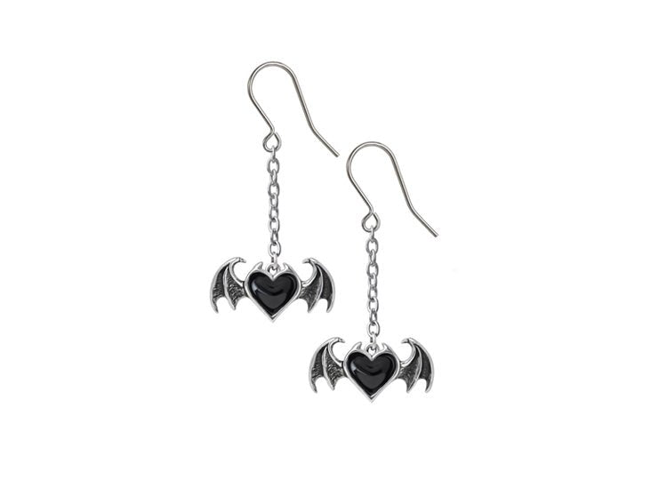 Alchemy England Blacksoul Droppers – Gothic Black Rose Drop Earrings - JP's Horror