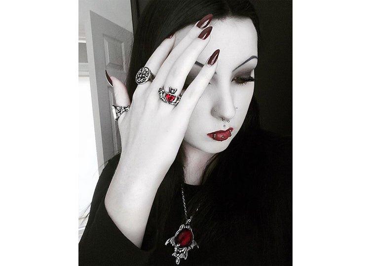 Alchemy England Blood Moon Necklace Gothic Bat Moon Pendant Necklace - JP's Horror