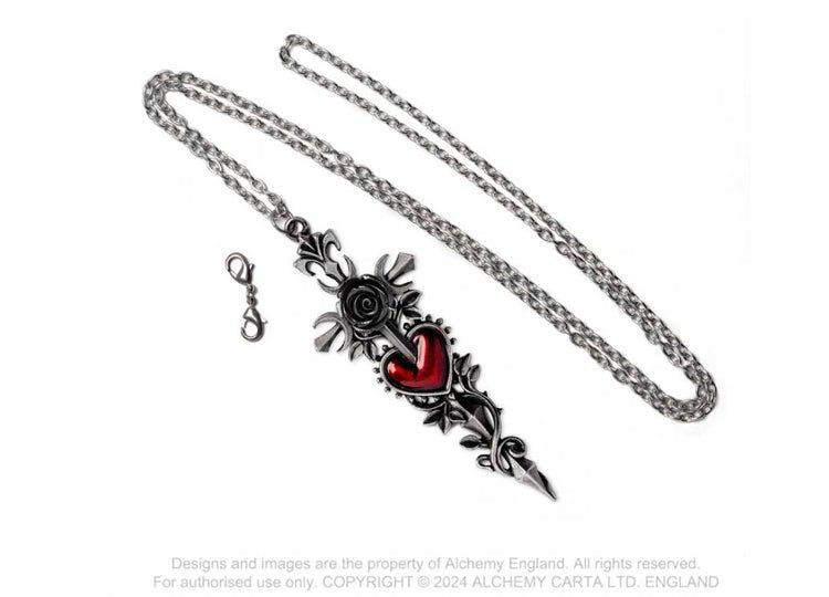 Alchemy England Cross of the Dark Kiss Necklace Gothic Black Rose Cross Pendant - JP's Horror