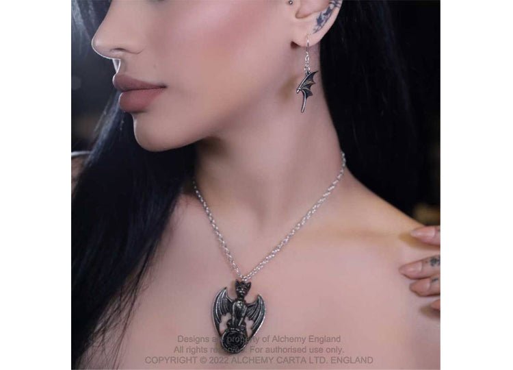 Alchemy England Guardian of Soma Necklace Gothic Winged Black Cat Pendant - JP's Horror