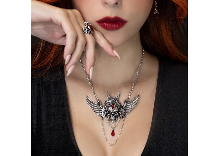 Alchemy England Immortal Ayesha Necklace Gothic Winged Skull Statement Necklace - JP's Horror