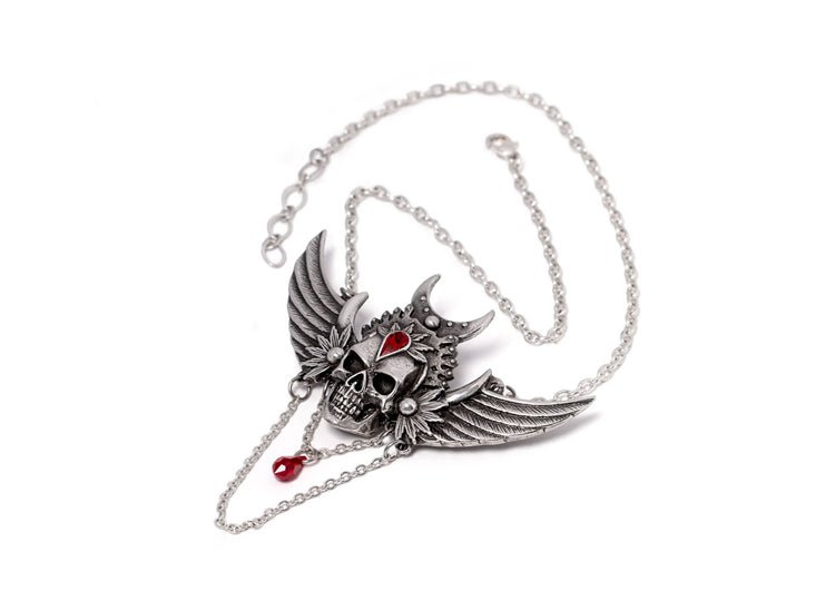 Alchemy England Immortal Ayesha Necklace Gothic Winged Skull Statement Necklace - JP's Horror