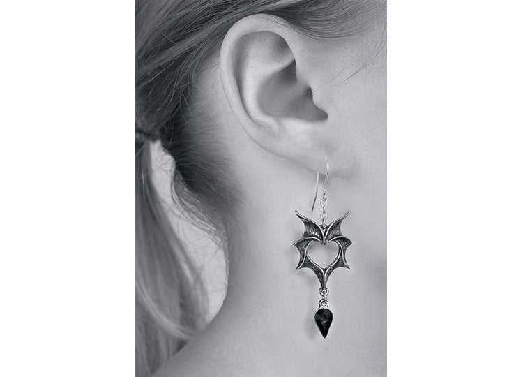 Alchemy England Love Bats Earrings Gothic Bat Heart Drop Earrings - JP's Horror