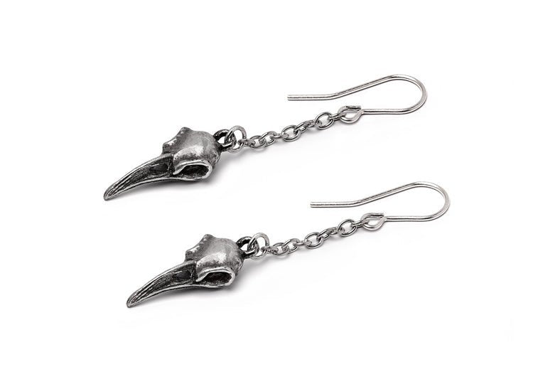 Alchemy England Rabenschadel Schlenker Earrings Gothic Raven Skull Drop Earrings - JP's Horror
