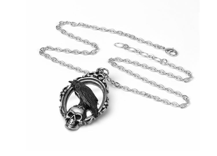 Alchemy England Reflections of Poe Necklace Gothic Raven Mirror Pendant - JP's Horror
