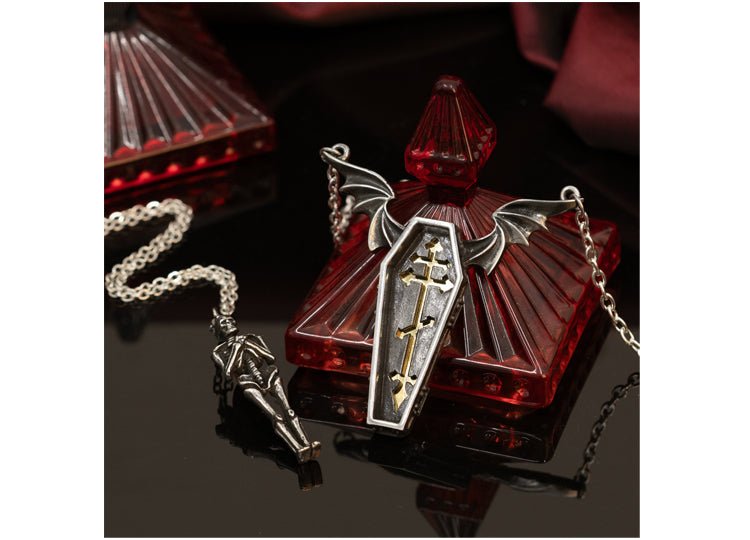 Alchemy England Undying Homage Necklace Gothic Coffin and Skeleton Couples Necklace Set - JP's Horror