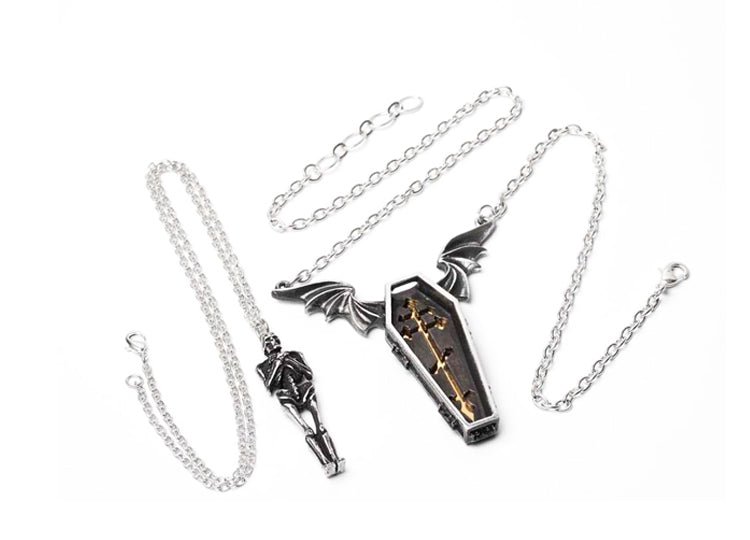 Alchemy England Undying Homage Necklace Gothic Coffin and Skeleton Couples Necklace Set - JP's Horror