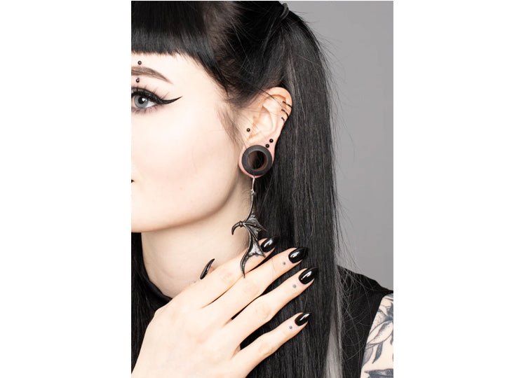 Alchemy England Wings of Midnight Earrings Gothic Bat Wing Drop Earrings - JP's Horror