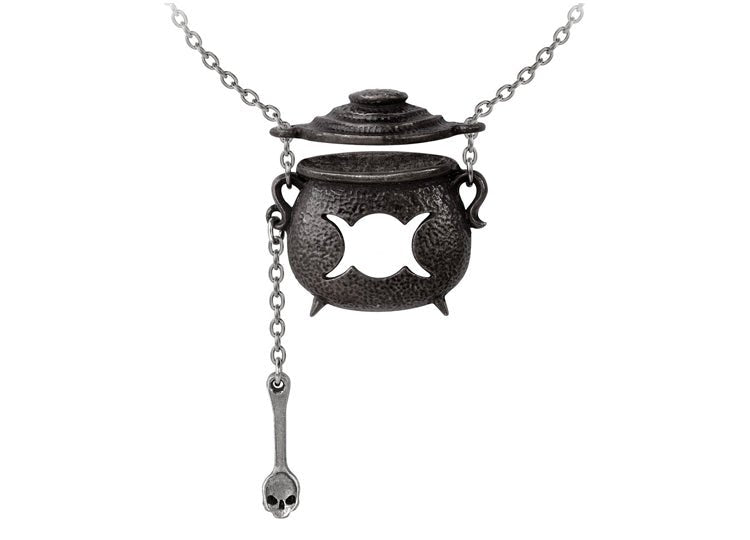 Alchemy England Witches Cauldron Necklace Triple Moon Witchcraft Pendant - JP's Horror