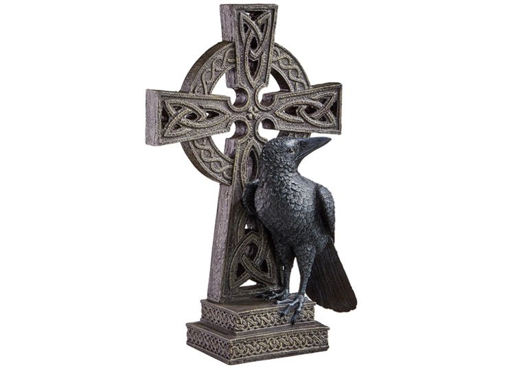 Celtic Cross Raven Statue - JP's Horror
