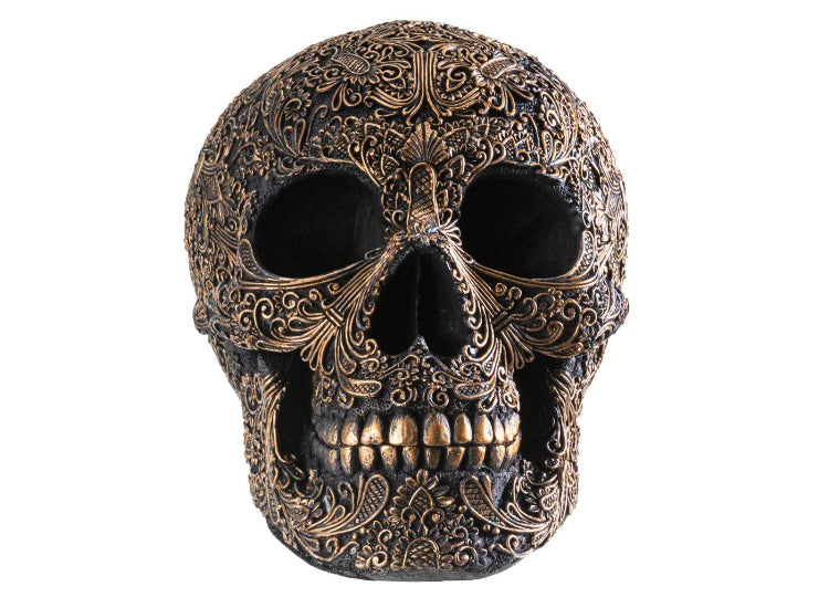 Black and Gold Carved Skull 1 - JPs Horror Collection