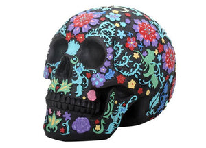 Colored Floral Black Skull 2 - JPs Horror Collection