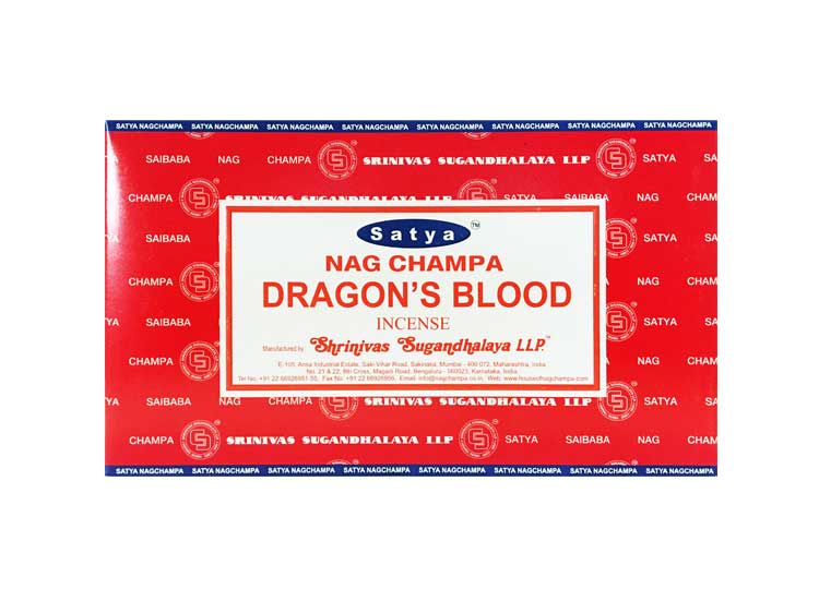 Satya Dragons Blood Incense – 180 Gram Box (x12 packs per box) 1 - JPs Horror Collection 