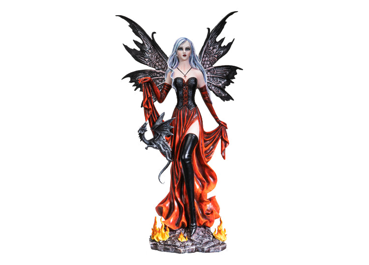 Fire Fairy with Black Dragon Statue 1 - JPs Horror Collection