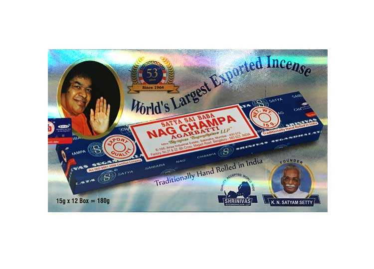 Satya Nag Champa Incense – 180 Gram Box (x12 packs per box) 1 - JPs Horror Collection 