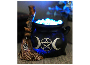 Triple Moon Cauldron Broom LED 5 - JPs Horror Collection
