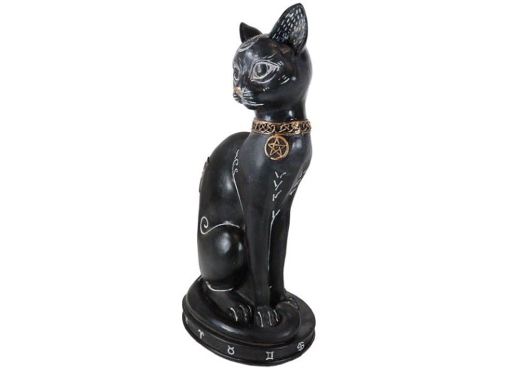 Black Cat Alchemy Symbols Statue - JP's Horror