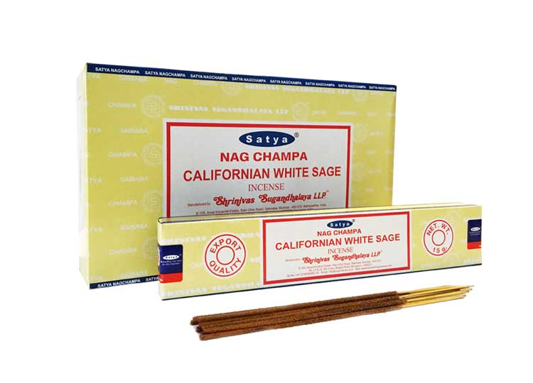 Satya California White Sage Incense – 180 Gram Box (x12 packs per box) - JP's Horror