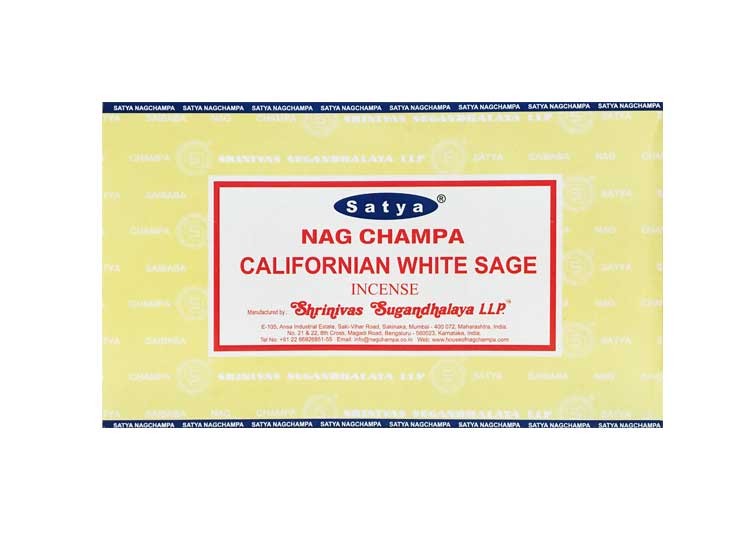 Satya California White Sage Incense – 180 Gram Box (x12 packs per box) - JP's Horror