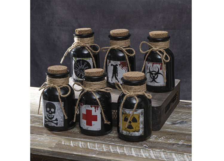 Apothecary Bottles Set of 6 - 6 - JPs Horror Collection