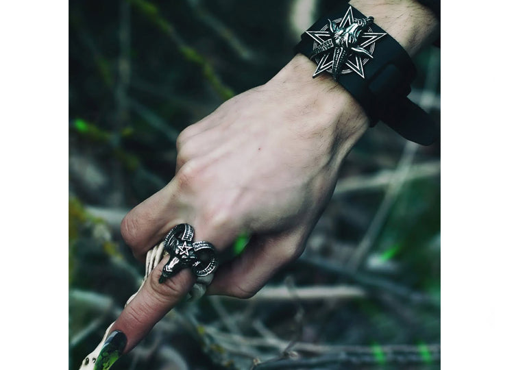 Alchemy England Baphomet Ring Gothic Occult Fine English Pewter Ring 4 - JPs Horror Collection