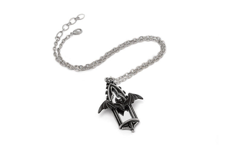 Alchemy England Call of the Undead Pendant Gothic Bat Mirror Necklace 2 - JPs Horror Collection