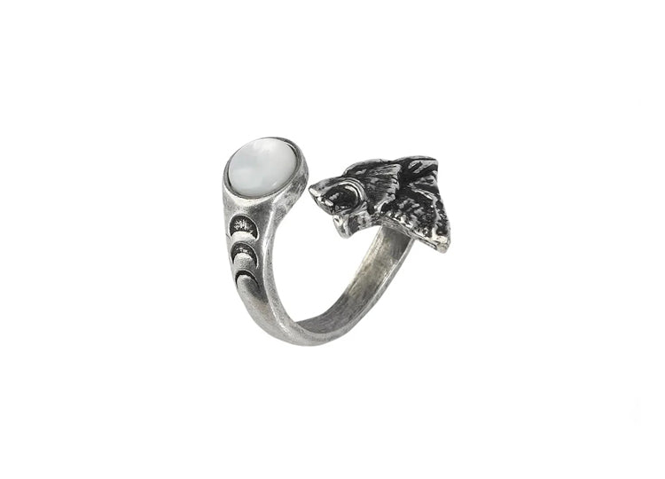 Alchemy England Howl at the Moon Ring Gothic Wolf Fine English Pewter Ring 2 - JPs Horror Collection