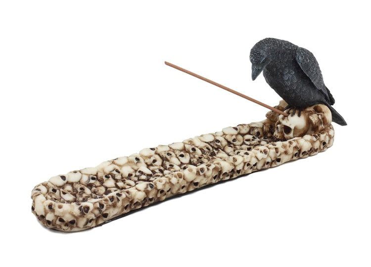 Raven on Skulls Incense Burner 5 - JPs Horror Collection