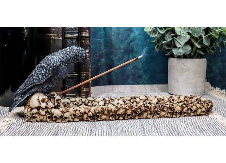 Raven on Skulls Incense Burner 8 - JPs Horror Collection