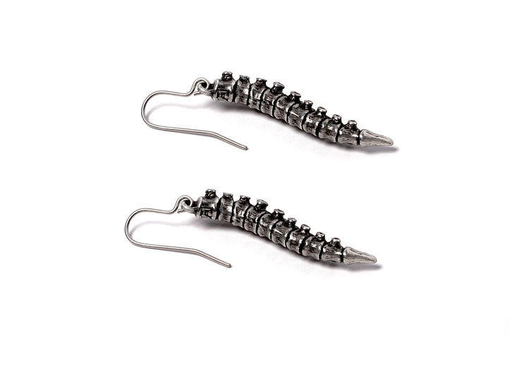 Alchemy England Spine Dropper Earrings Anatomical Vertebrae Earrings 2 - JPs Horror Collection