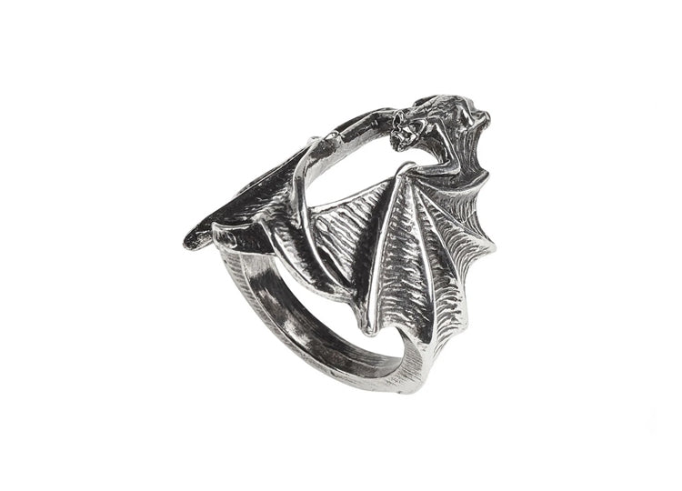 Alchemy England Stealth Ring Gothic Bat Fine English Pewter Ring 3 - JPs Horror Collection