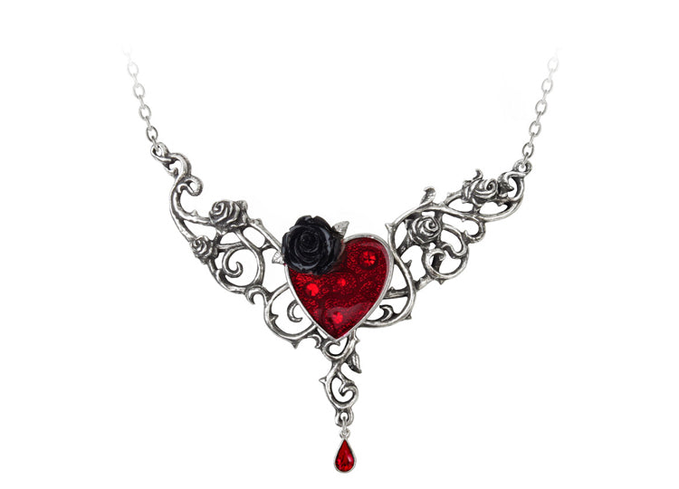 The Blood Rose Heart Pendant Necklace 1 - JPs Horror Collection