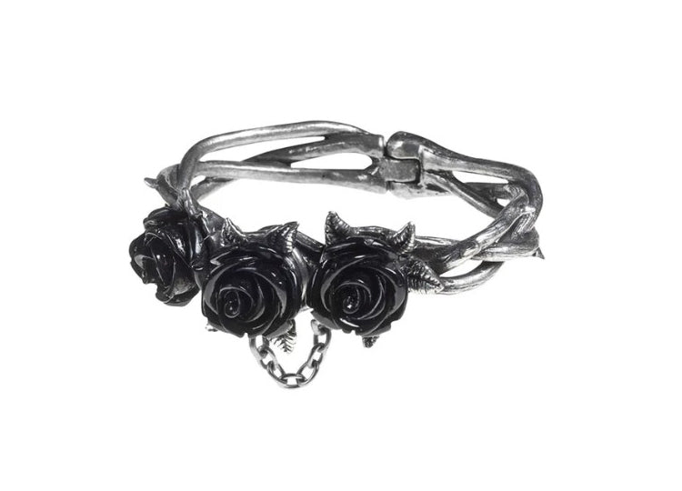 Alchemy England Wild Black Rose Bracelet Gothic Rose Fine English Pewter Bracelet 4 - JPs Horror Collection