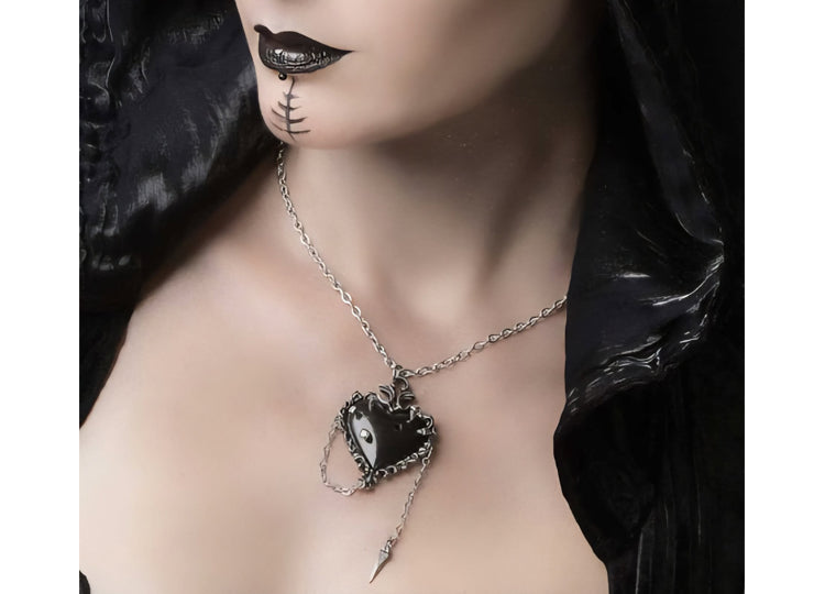 Alchemy England Witches Heart Pendant Gothic Triple Moon Heart Necklace 5 - JP's Horror Collection