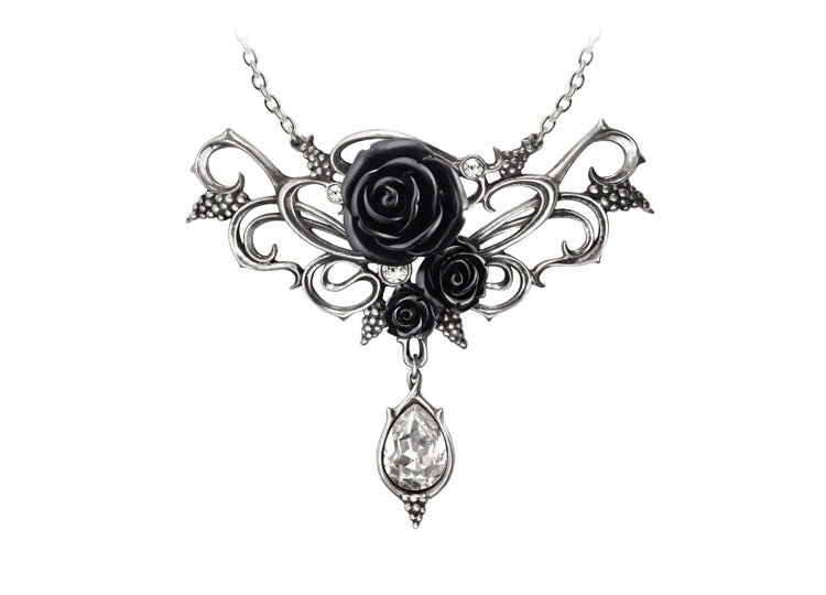 Alchemy England Bacchanal Rose Necklace Gothic Black Rose Statement Necklace - JP's Horror