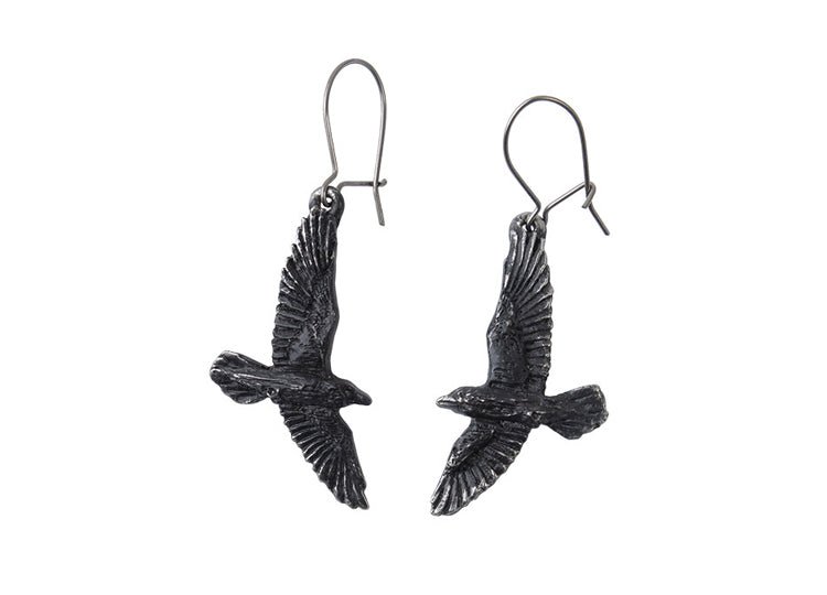 Alchemy England Black Raven Earrings – Gothic Raven Drop Earrings - JP's Horror