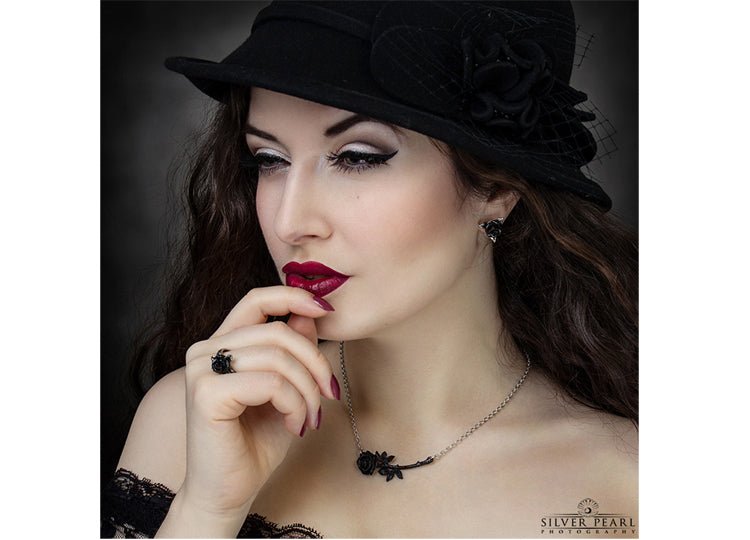 Alchemy England Black Thorn Necklace Gothic Black Rose Pendant Necklace - JP's Horror