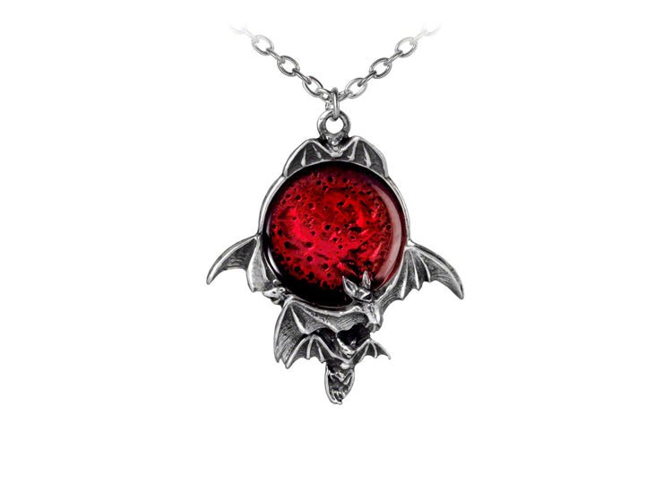 Alchemy England Blood Moon Necklace Gothic Bat Moon Pendant Necklace - JP's Horror
