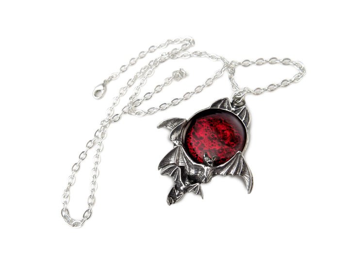 Alchemy England Blood Moon Necklace Gothic Bat Moon Pendant Necklace - JP's Horror