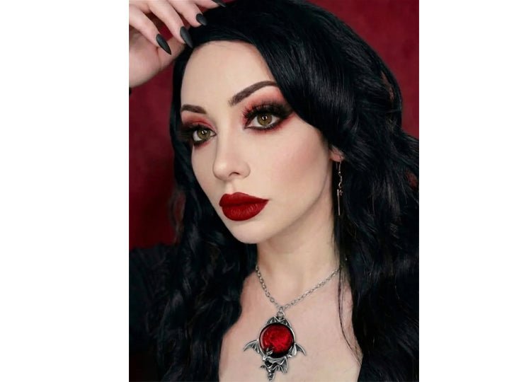 Alchemy England Blood Moon Necklace Gothic Bat Moon Pendant Necklace - JP's Horror